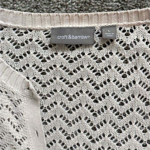 Cardigan Cream/White Knit Patterned Fabric - Picture 7 of 7